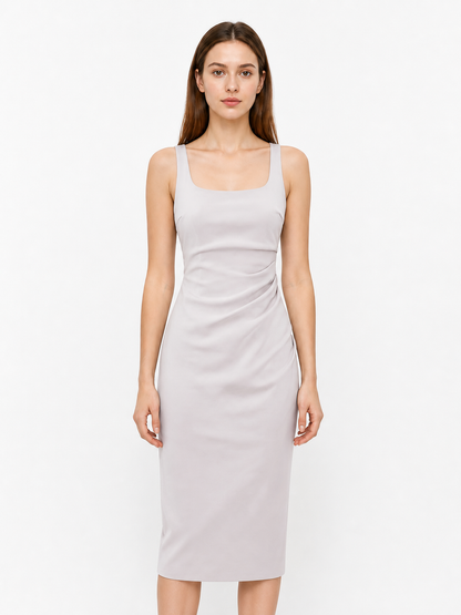 Fitted Sleeveless Pleated Midi Dress Costume Dresses detail 3