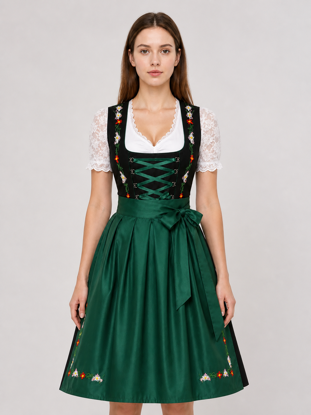 Dress with Corset Lacing and Lace Sleeves Costume Dresses detail 3