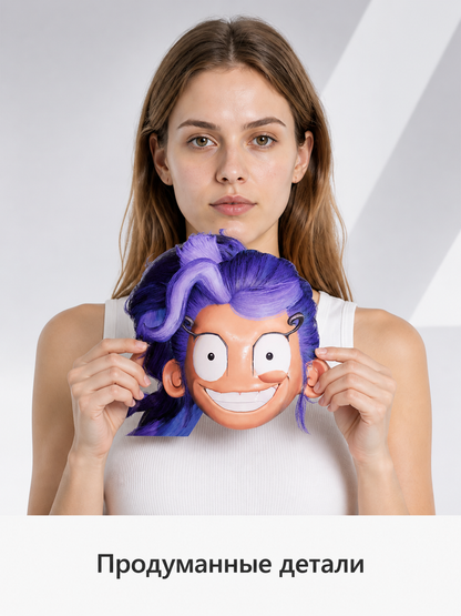 Cosplay Mask with Purple Hair and Black Glasses Costume Masks detail 2