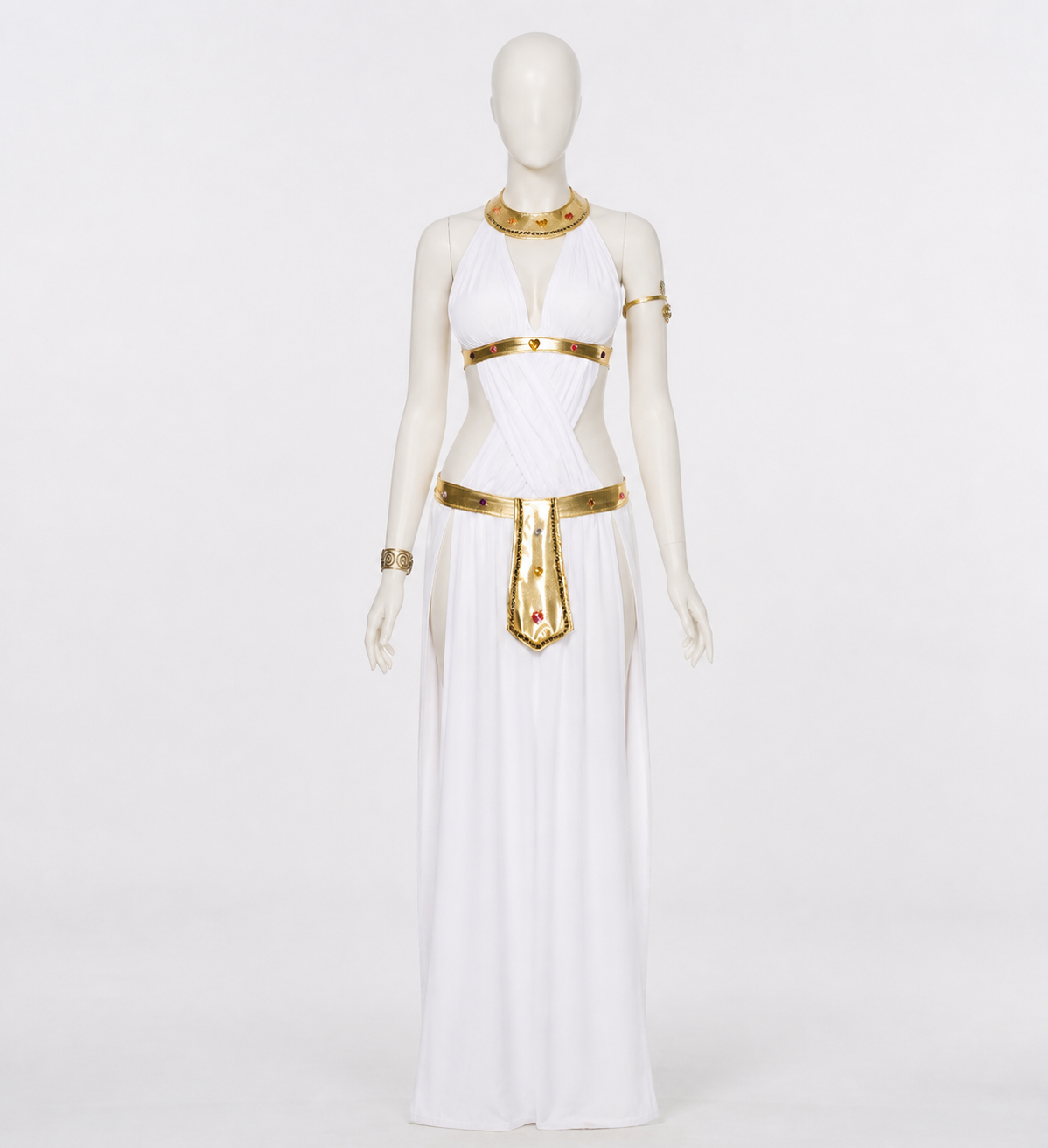 Cleopatra Costume, White Dress with Gold Accents Costume Dresses detail 3