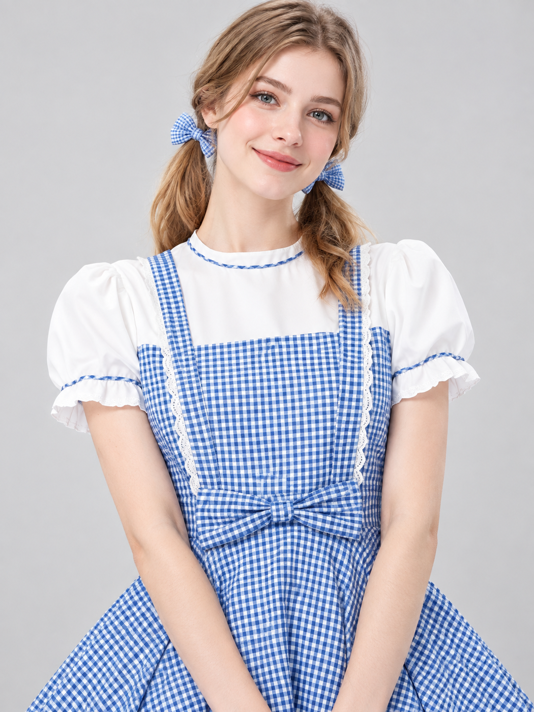 Dorothy Blue Plaid Cosplay Dress with Bow