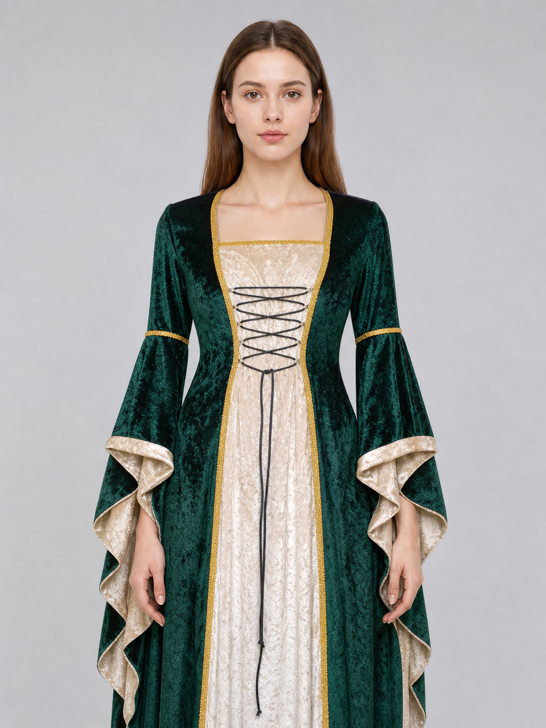 Medieval Renaissance-Style Dress with Train