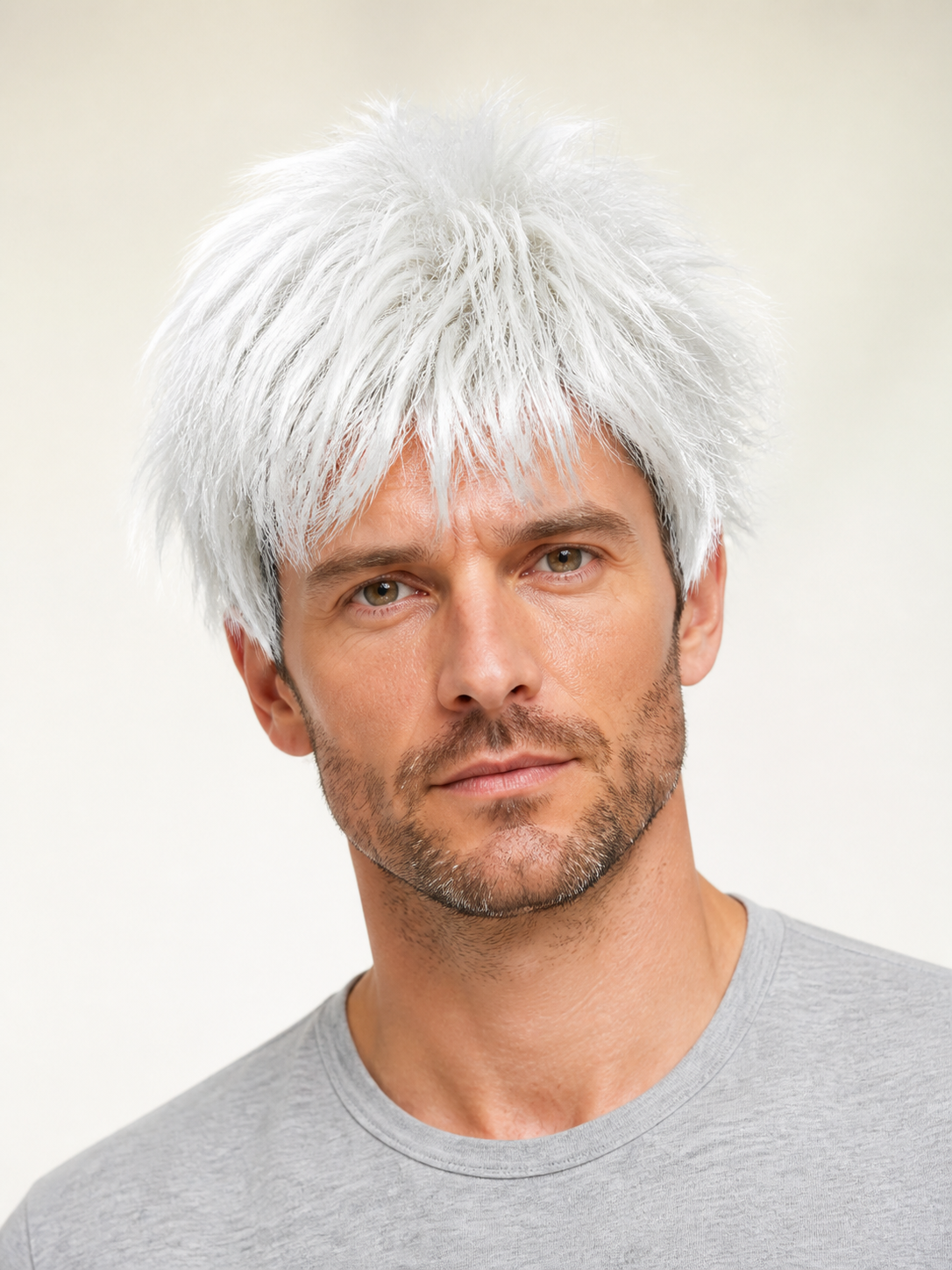 Long White Carnival Wig in Scientist Style Costume Wigs detail 2