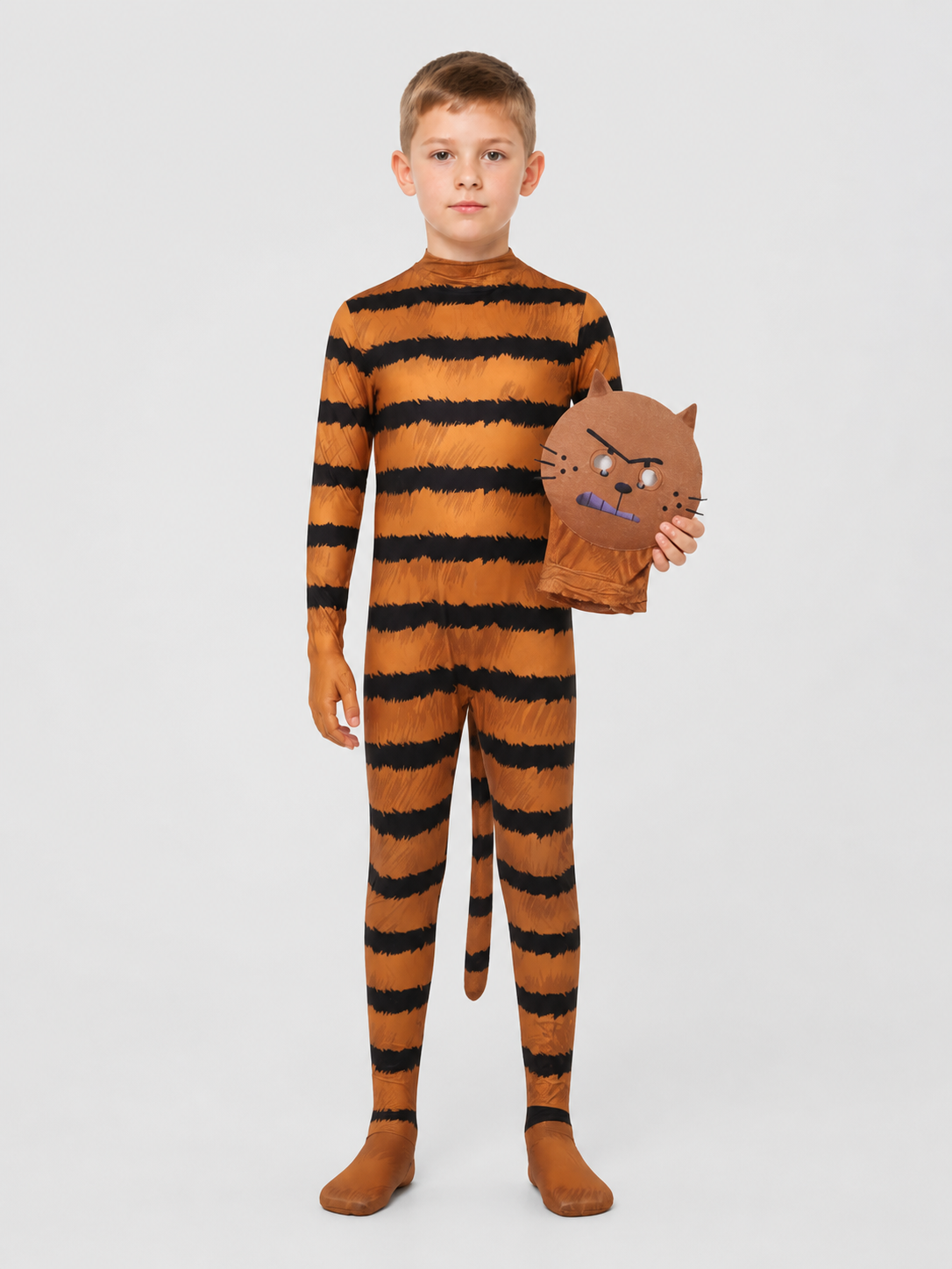 Petey the Cat Cosplay Costume, Striped Jumpsuit with Mask Costume Masks detail 3