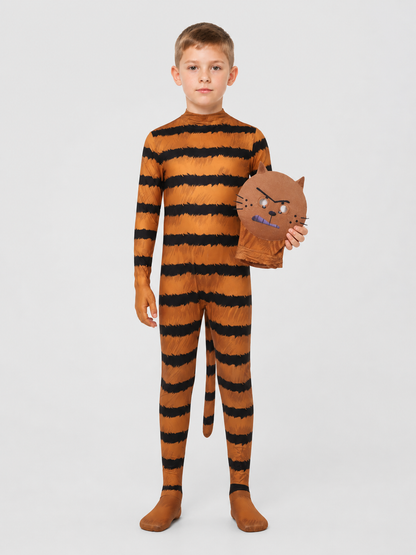 Petey the Cat Cosplay Costume, Striped Jumpsuit with Mask Costume Masks detail 3