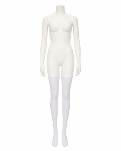 Transparent White Leg Warmer with Pointed Toe upper body view