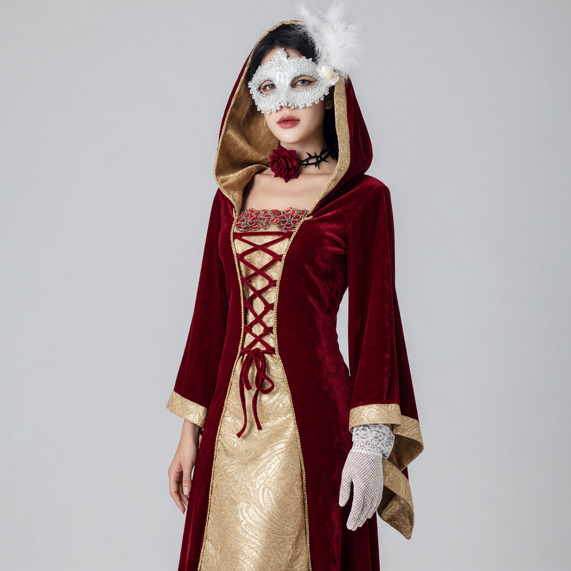Carnival costume — long hooded dress