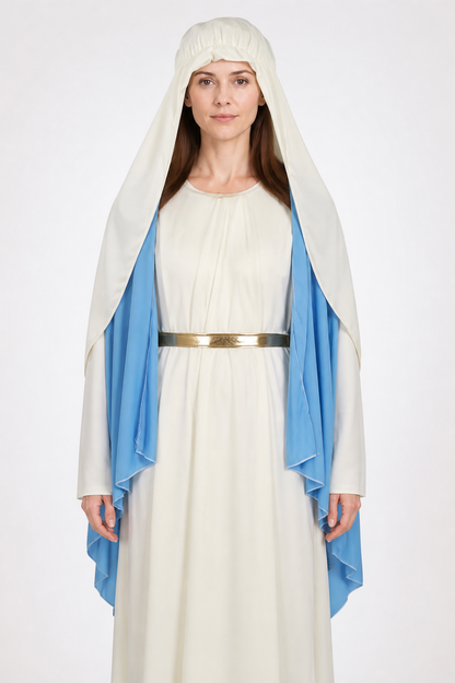Long Hooded Robe, Blue Capes, Gold Belt product detail 3
