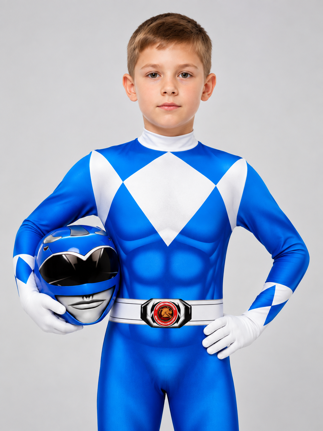 Blue Cosplay Costume Jumpsuit with White Inserts