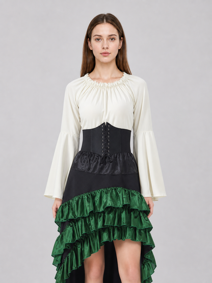 Asymmetrical Costume Dress with Ruffles and Lacing