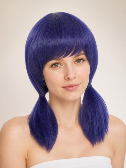 Carnival Wig with Long Twin Tails and Bangs Costume Wigs detail 2