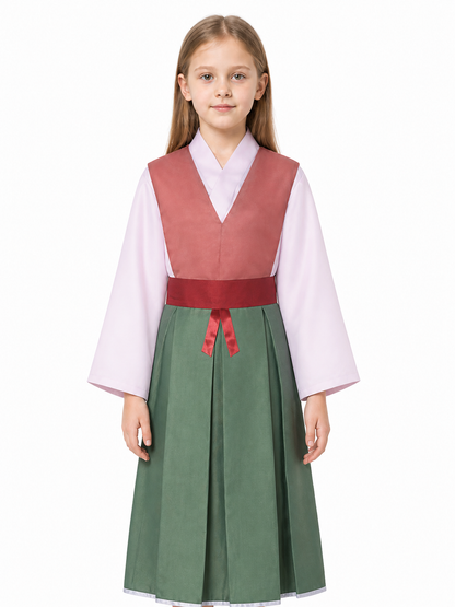 Cosplay Dress with Red Belt and Long Sleeves Costume Dresses detail 3