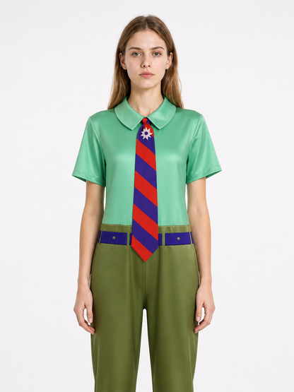 Cosplay Character Jumpsuit with Tie and Belt Costumes detail 2