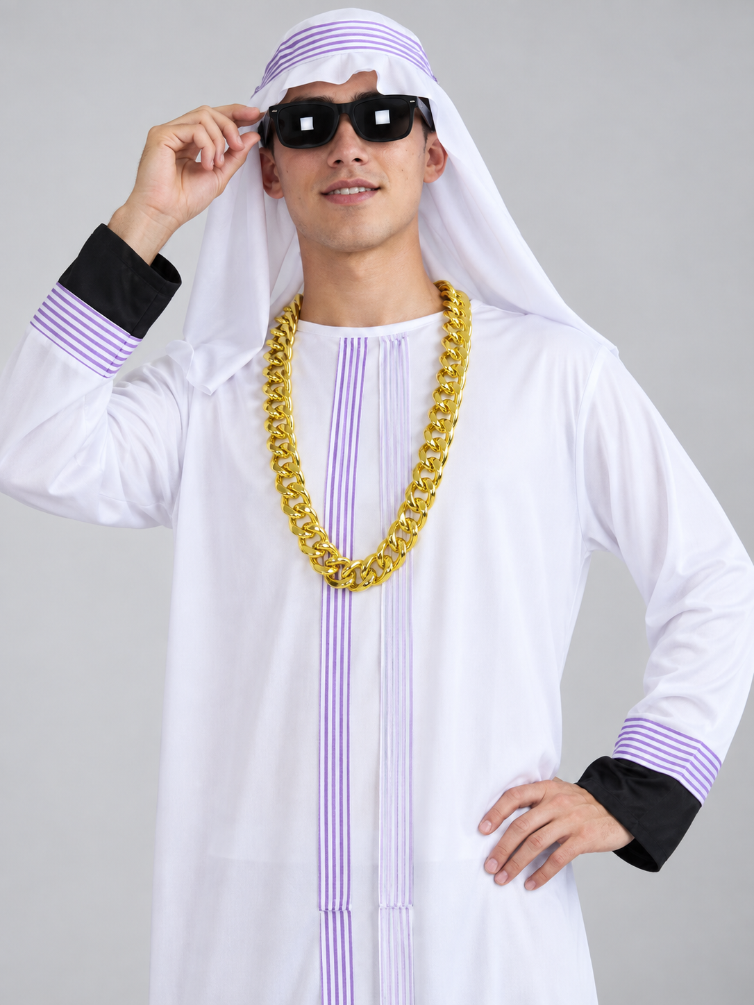 Carnival Costume with Headpiece, Glasses, and Chain