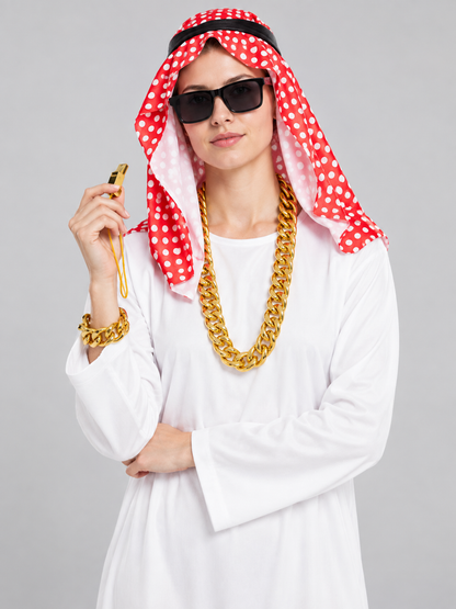 Arabian-themed carnival costume with a robe and headscarf Costumes detail 2