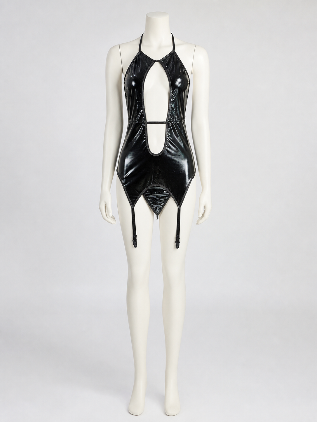Black Erotic Bodysuit with Thin Straps and Cutout product detail 2