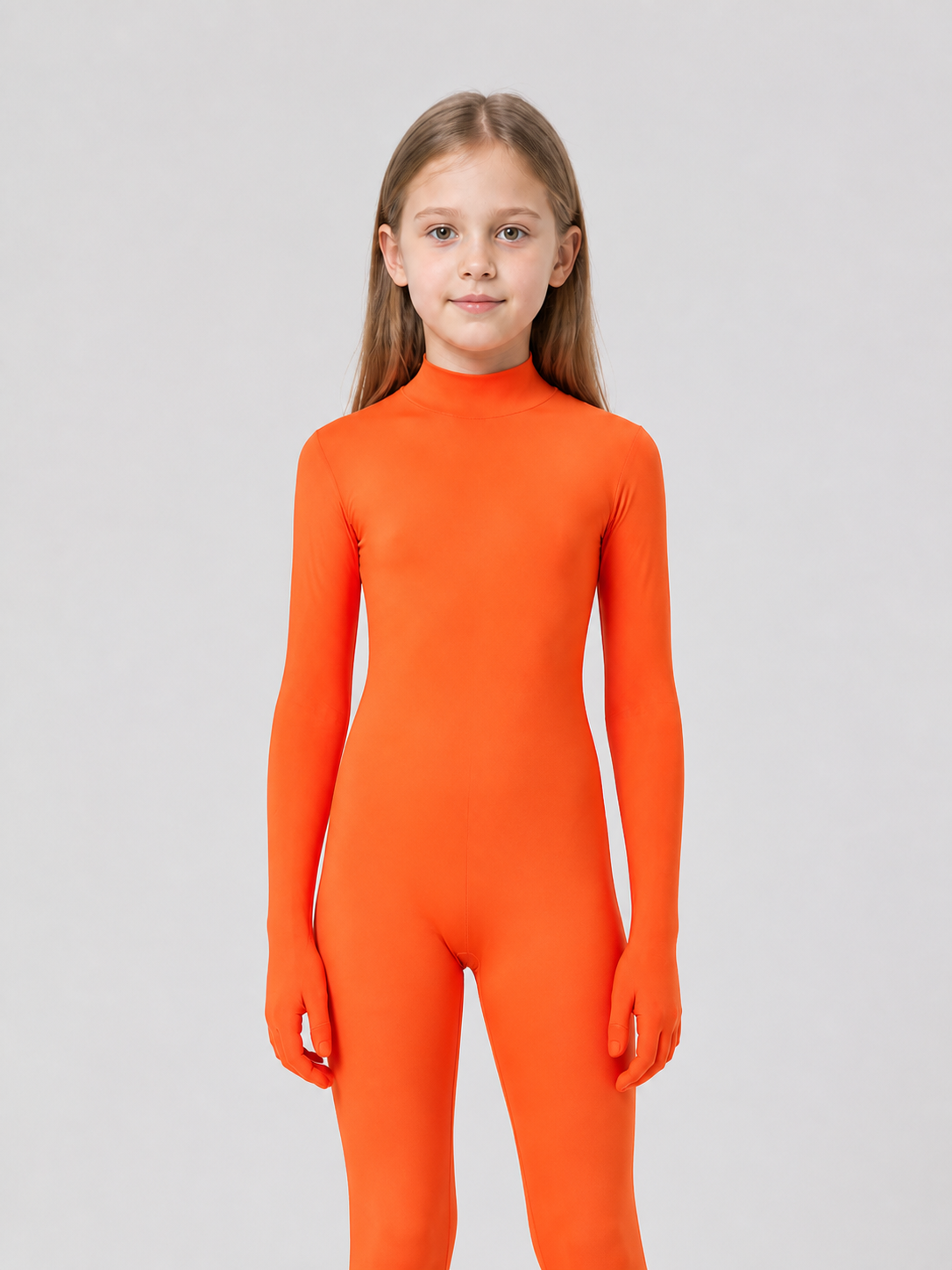 Orange Zentai Jumpsuit with Hood and Face Opening product detail 3