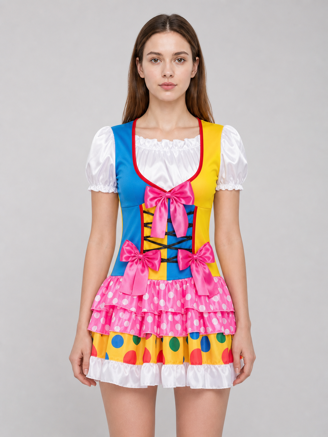 Clown Costume Dress with Ruffles and Bows