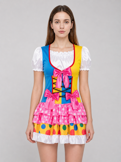 Clown Costume Dress with Ruffles and Bows