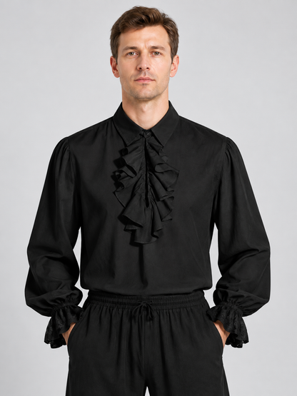 Medieval-style costume in black with ruffles