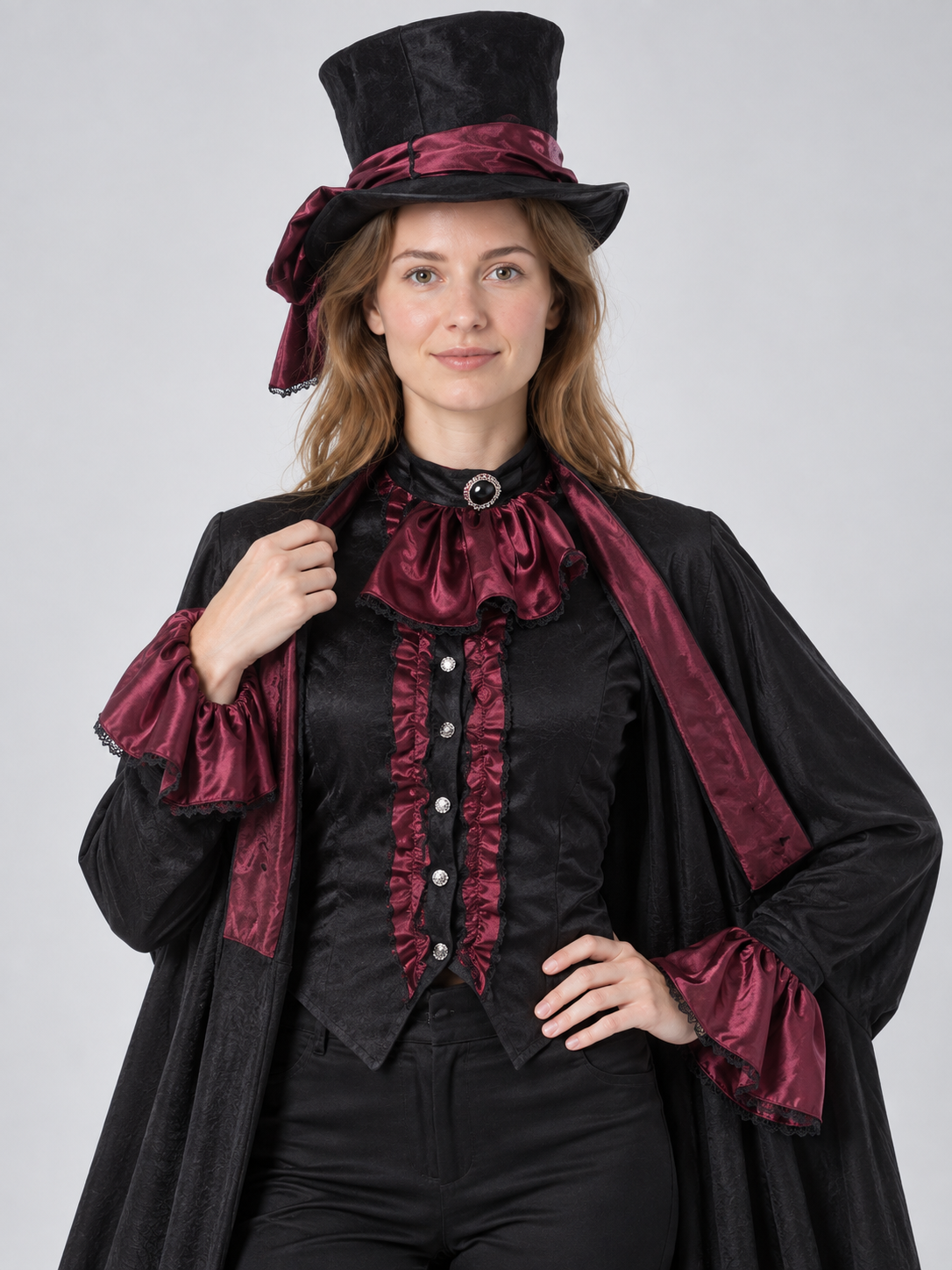 Vampire Costume with Tall Hat and Cape