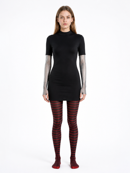 Costume with Red-and-Black Striped Dress and Tights Costume Dresses detail 3