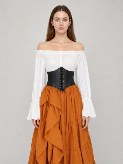 Historical Costume with Corset and Tiered Skirt