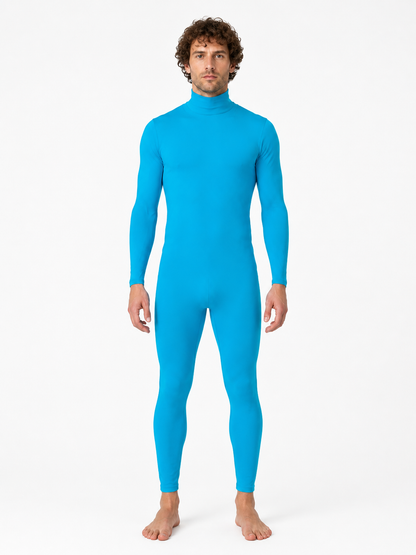 Blue Form-Fitting Jumpsuit with a High Collar product detail 3