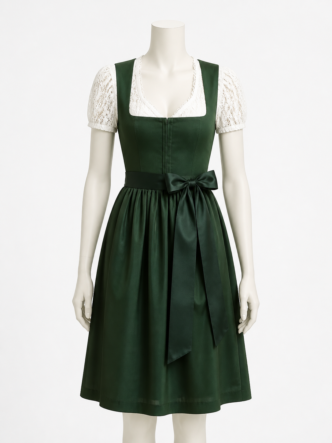 Midi Dress with a Square Neckline and Lace