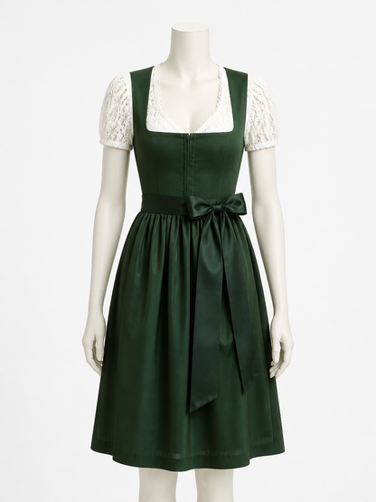 Midi Dress with a Square Neckline and Lace