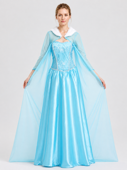 Carnival Dress with Cape and Embroidery, Blue Costume Dresses detail 3