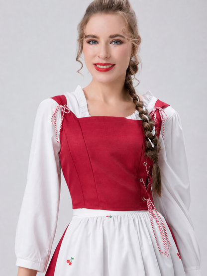Little Red Riding Hood Dress with Apron and Cherries