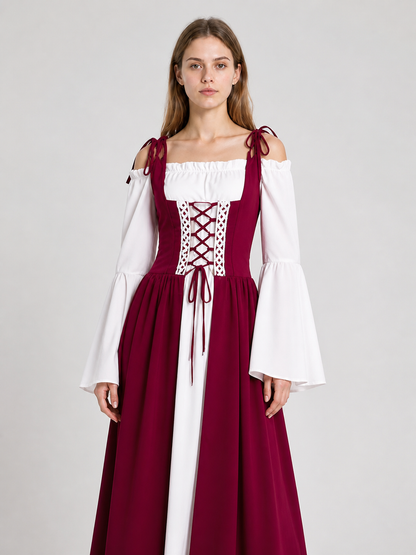 Long Burgundy Off-Shoulder Dress Costume Dresses detail 3