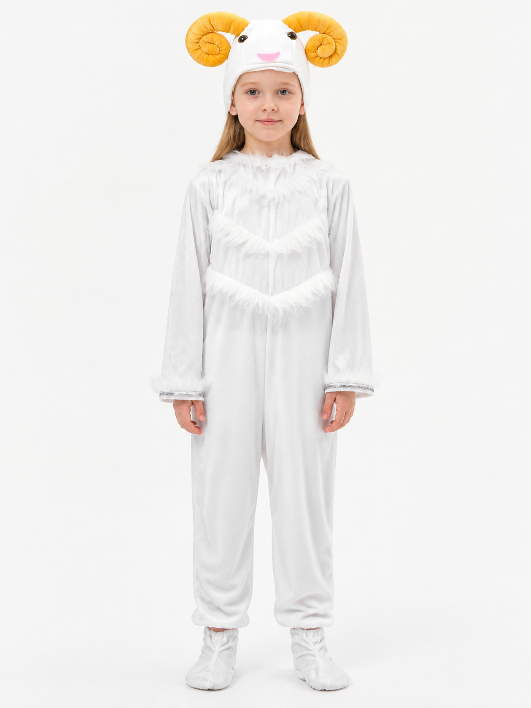 White Animal Costume with Hood and Horns Costumes detail 2