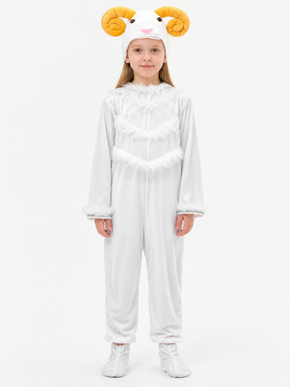 White Animal Costume with Hood and Horns Costumes detail 2