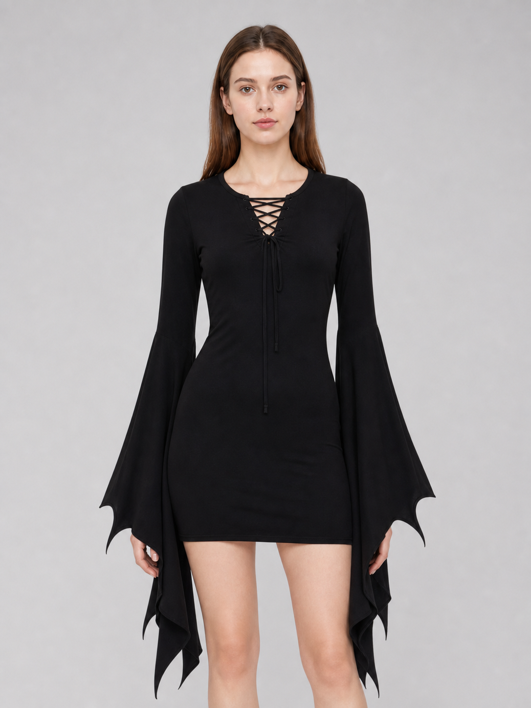 Gothic Dress with Sleeves and Lacing for Cosplay
