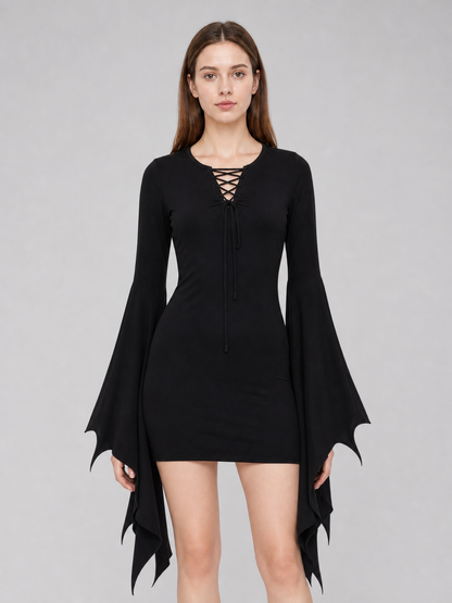 Gothic Dress with Sleeves and Lacing for Cosplay