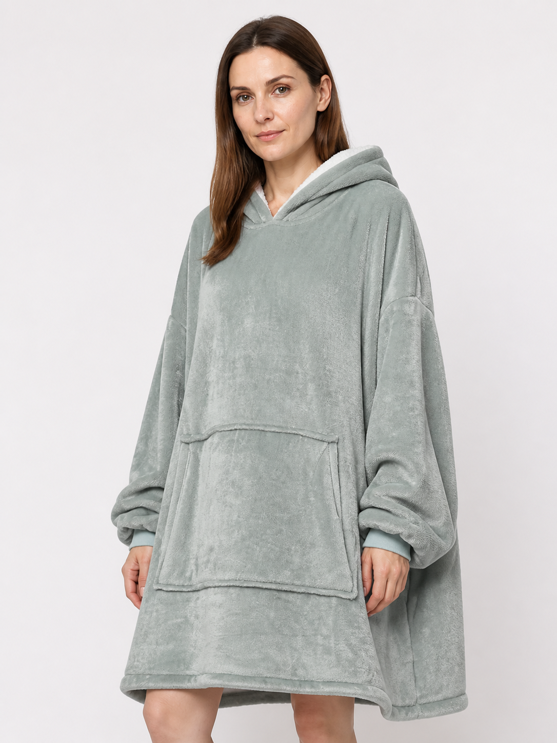 Dark Gray Long Hooded Sweatshirt for Home product detail 2