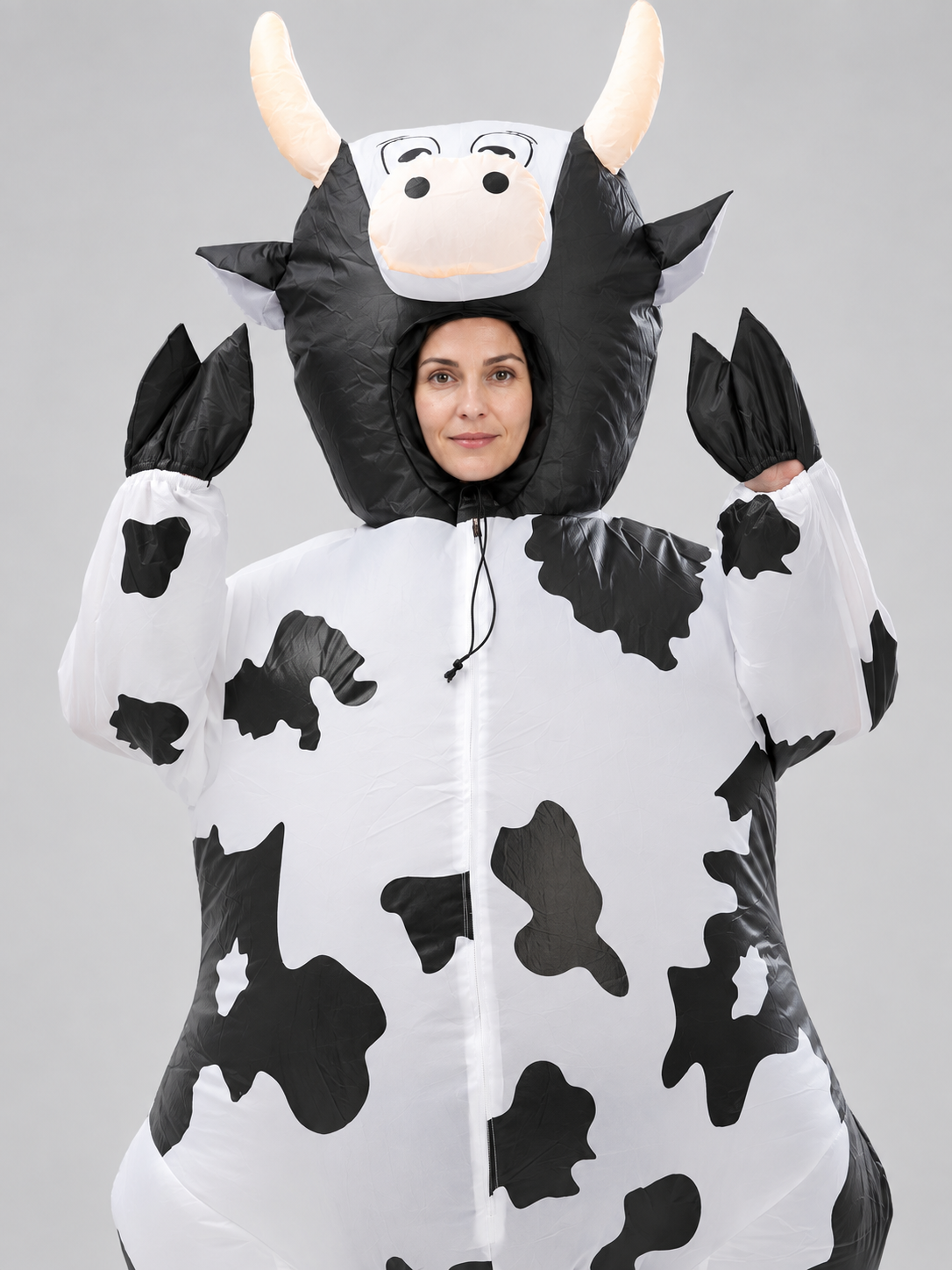 Full-Size Inflatable Cow Costume with Horns and Spots