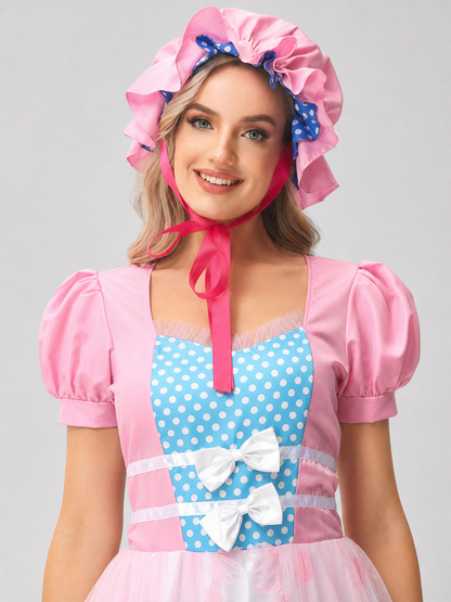 Princess Dress with Ruffles, Bows, and Polka Dots