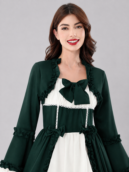 Stage Dark Green Dress with White Trim Costume Dresses detail 2