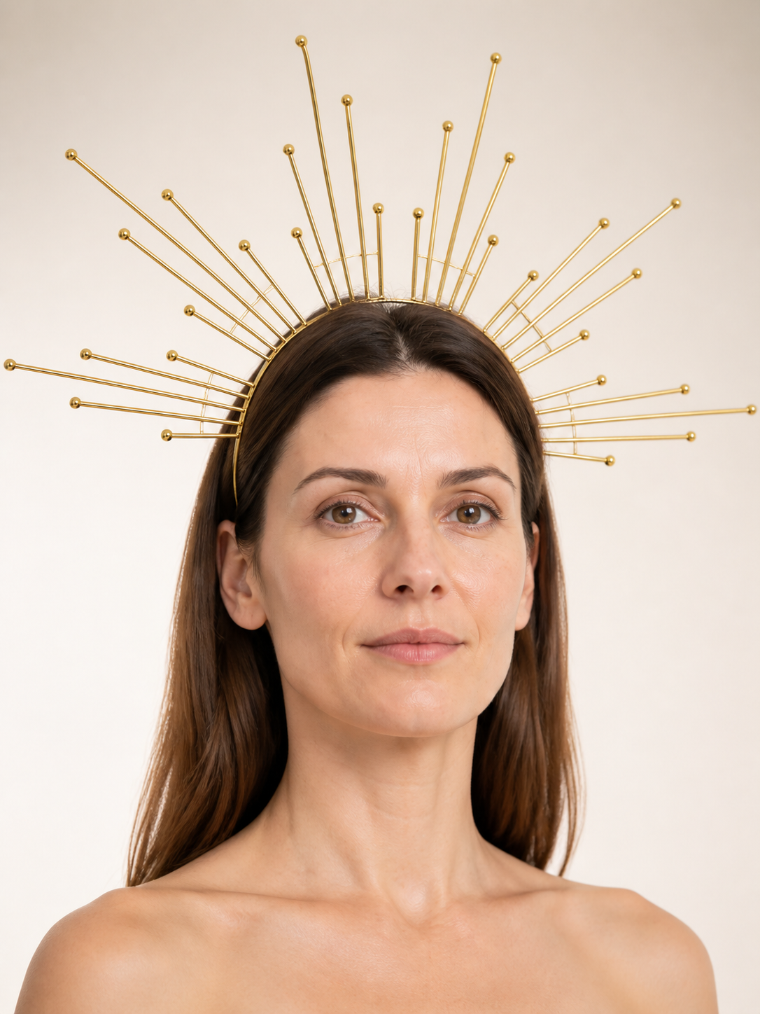Gold Carnival Halo Headpiece with Rays Costume Headwear detail 2