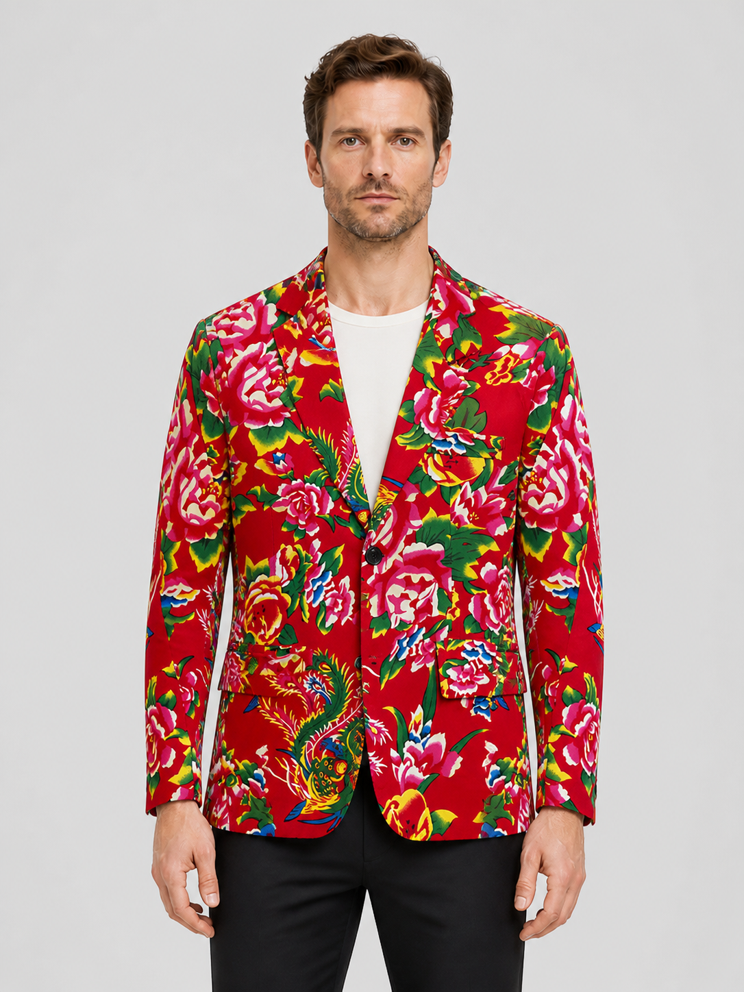 Red Stage Blazer with Floral Print product detail 3
