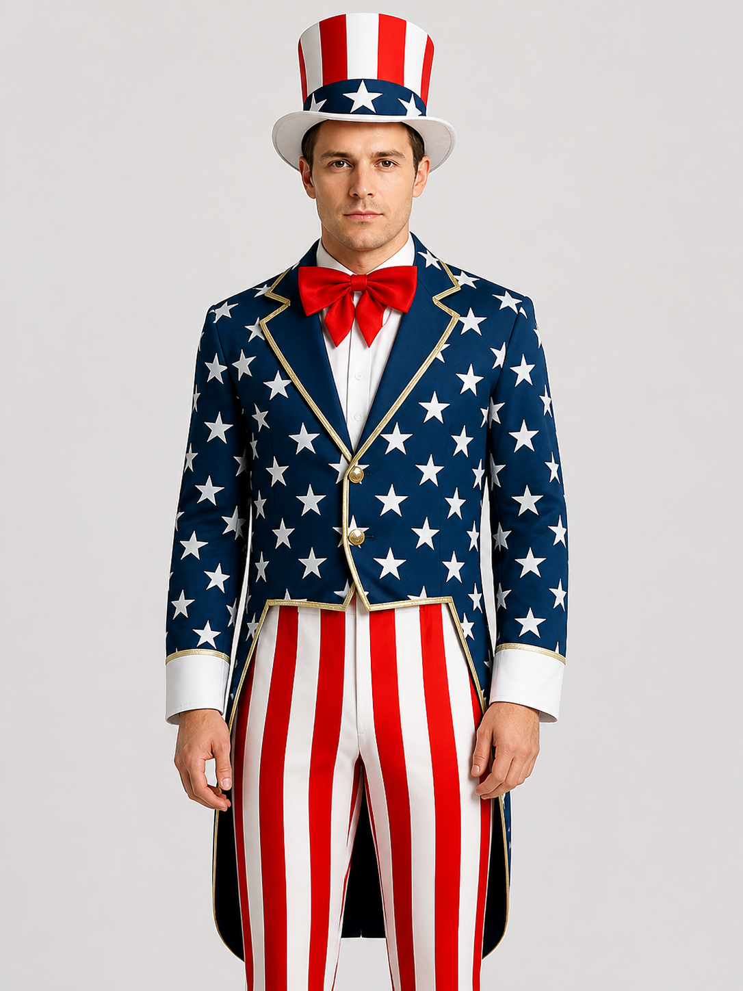 Uncle Sam Costume with Tailcoat, Top Hat, and U.S. Flag Costume Headwear detail 3