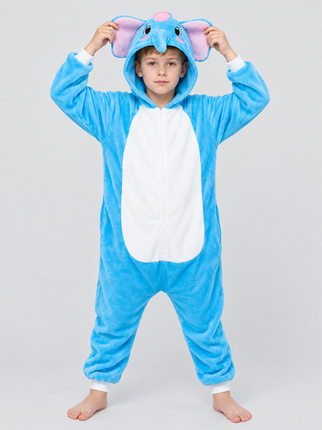 Pajama jumpsuit with an elephant head hood
