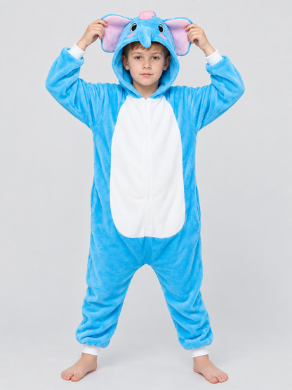 Pajama jumpsuit with an elephant head hood