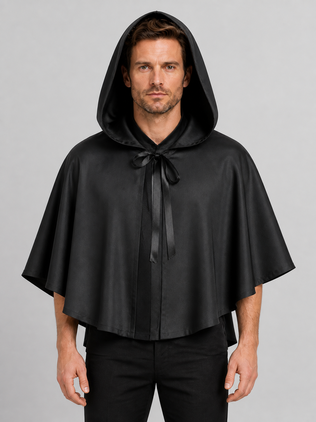 Black Hooded Death Cloak for Halloween Cosplay Costume Capes detail 2