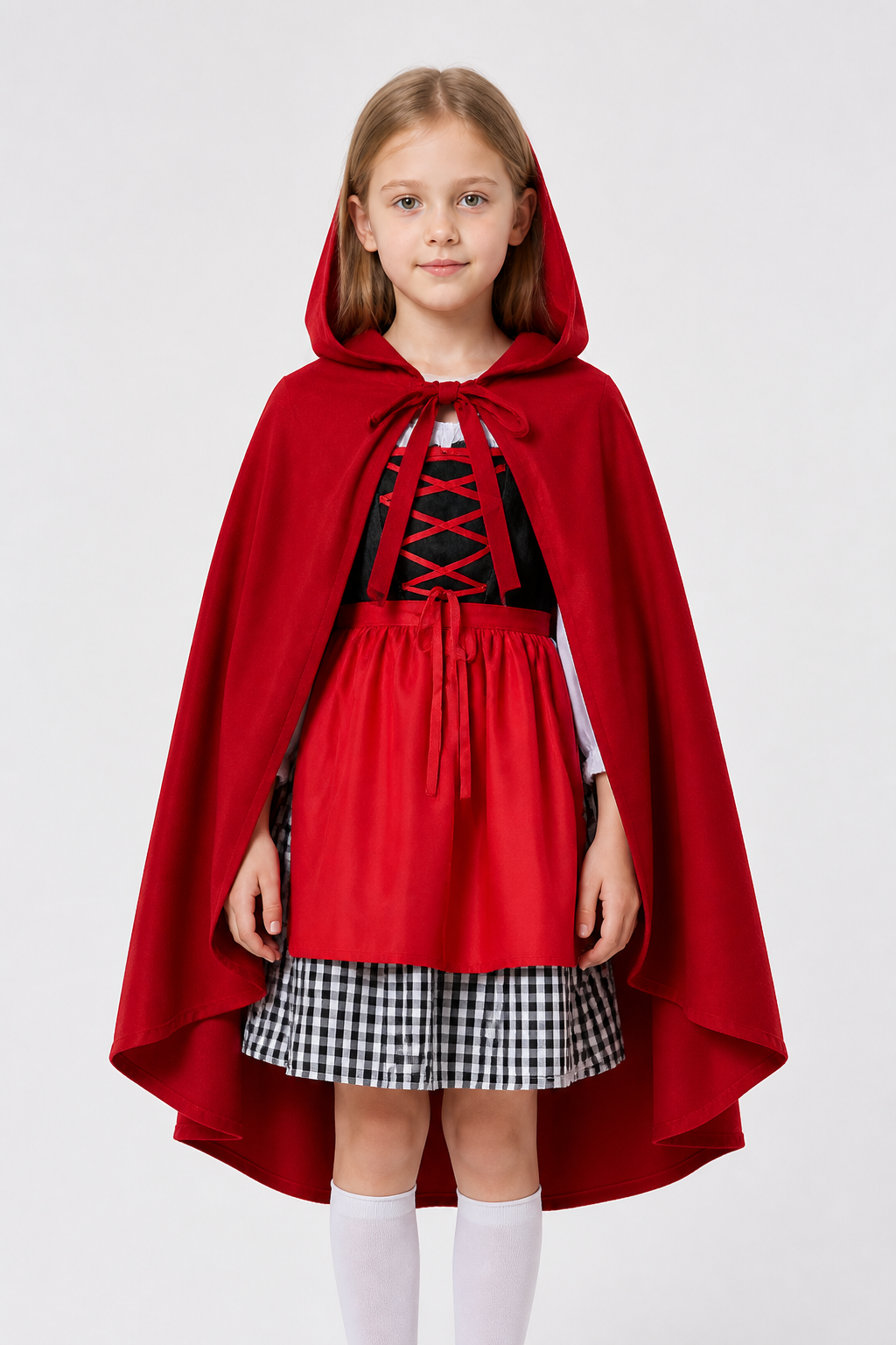 Long Red Cape Cloak with a Pointed Hood Costume Capes detail 3