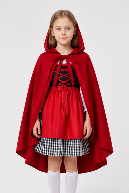 Long Red Cape Cloak with a Pointed Hood Costume Capes detail 3