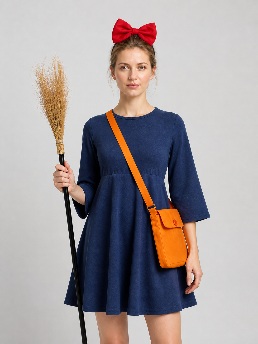Kiki Cosplay Set: Dress, Bow, Bag, and Broom Costume Dresses detail 3